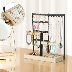 Tabletop Jewellery Organizer Stand 4 Tiers Earrings Holder Necklace Hook Jewelry Bracelet Watch Display Rack Ring Storage Shelf Tabletop Jewellery Organizer Stand 4 Tiers Earrings Holder Necklace Hook Jewelry Bracelet Watch Display Rack Ring Storage Shelf